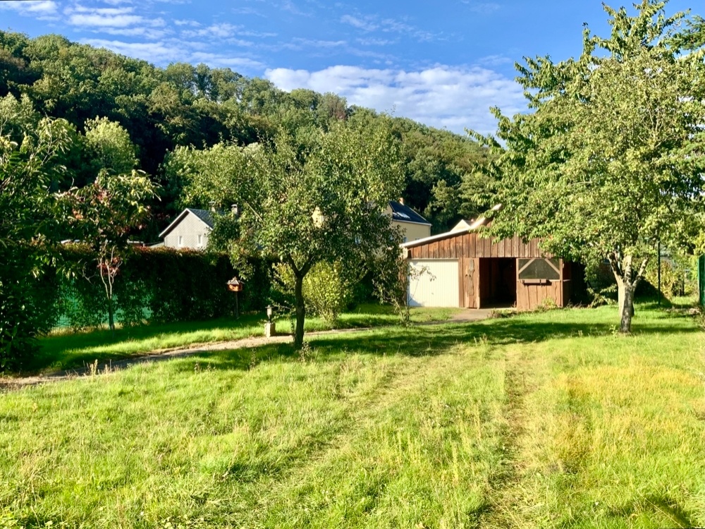 Garten mit Garage und Pavillon