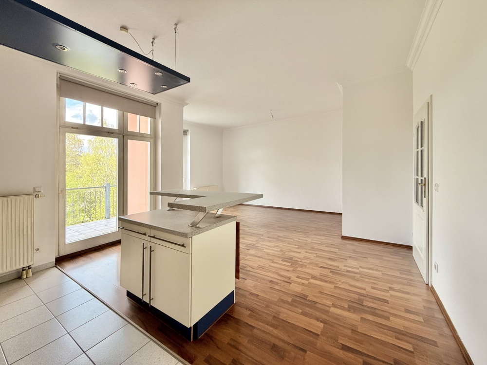 Küche mit Blick zum Wohnbereich