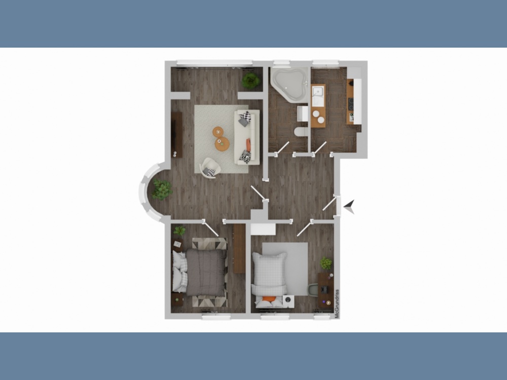 Grundriss visualisiert Beispielmöblierung