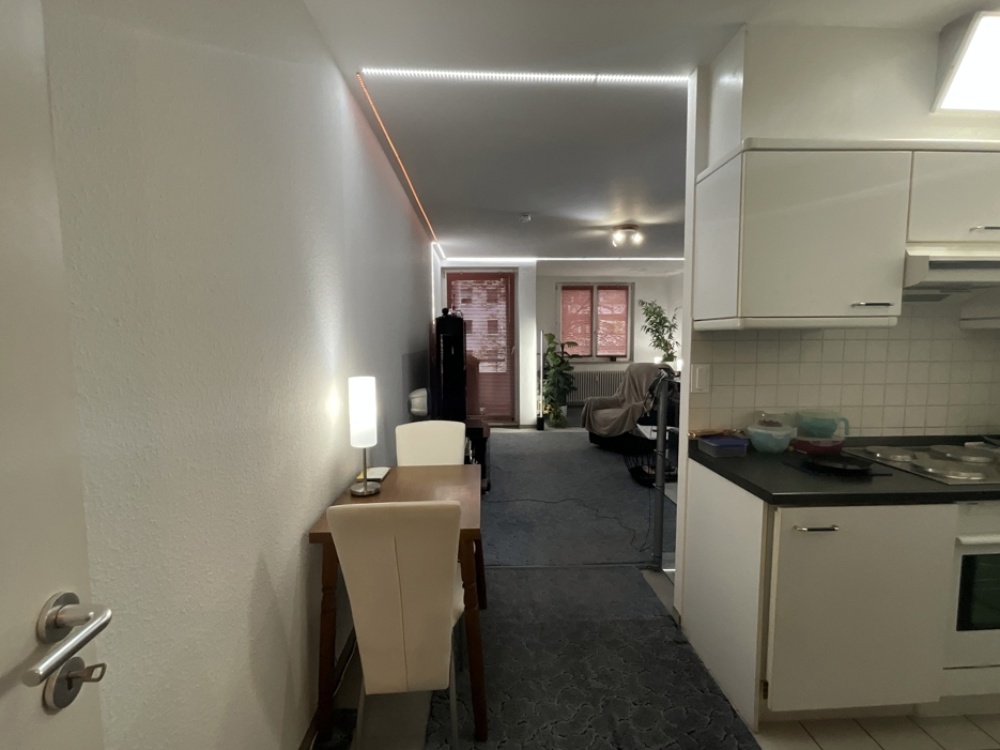 Blick ins Wohnzimmer und Küche