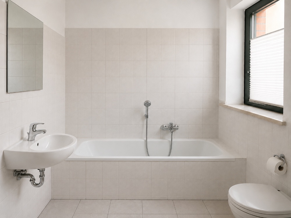 Badezimmer Obergeschoss visuell beräumt