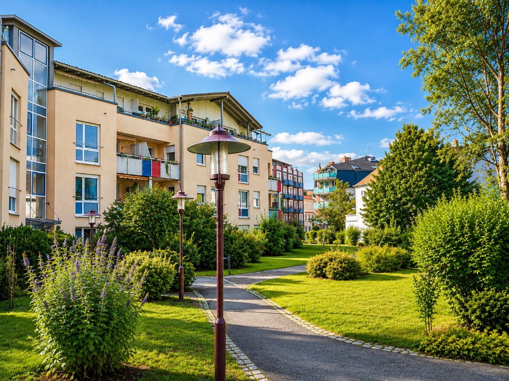 Blick in den grünen Innenhof