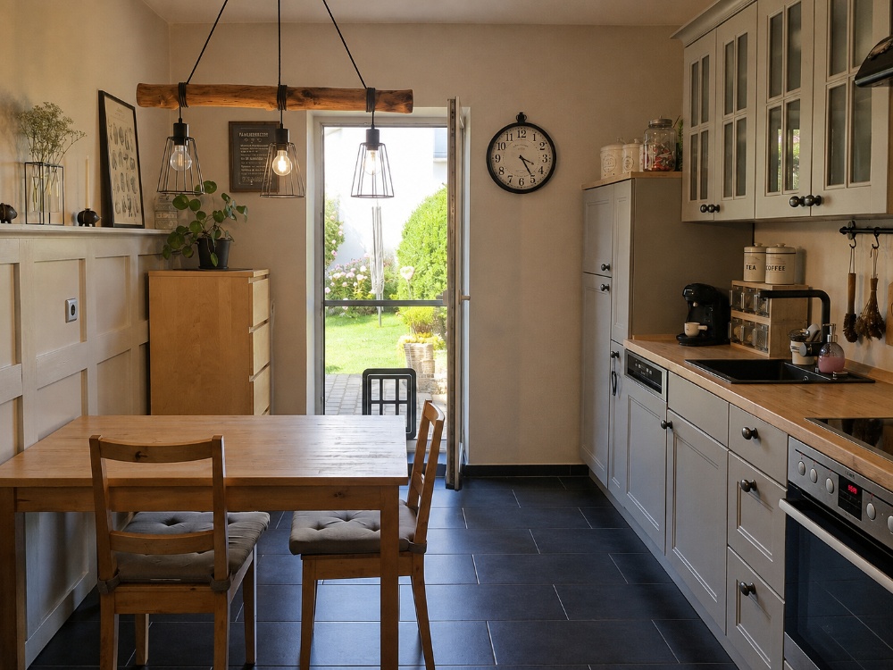 Küche mit Zugang zur Terrasse