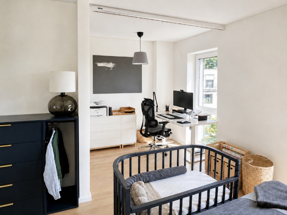 intergrierter Arbeitsbereich im Schlafzimmer